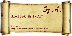 Szvitek Anikó névjegykártya